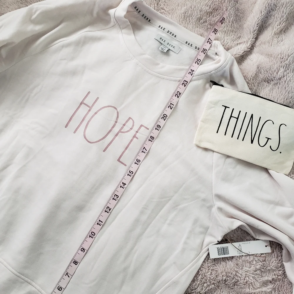 RAE Dunn Hope Cream Scoopneck Sweatshirt Size Various Comes With A Pouch - Picture 2 of 7